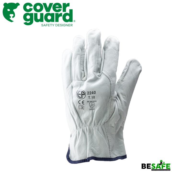 Par de Guantes Construcción de cuero blanco